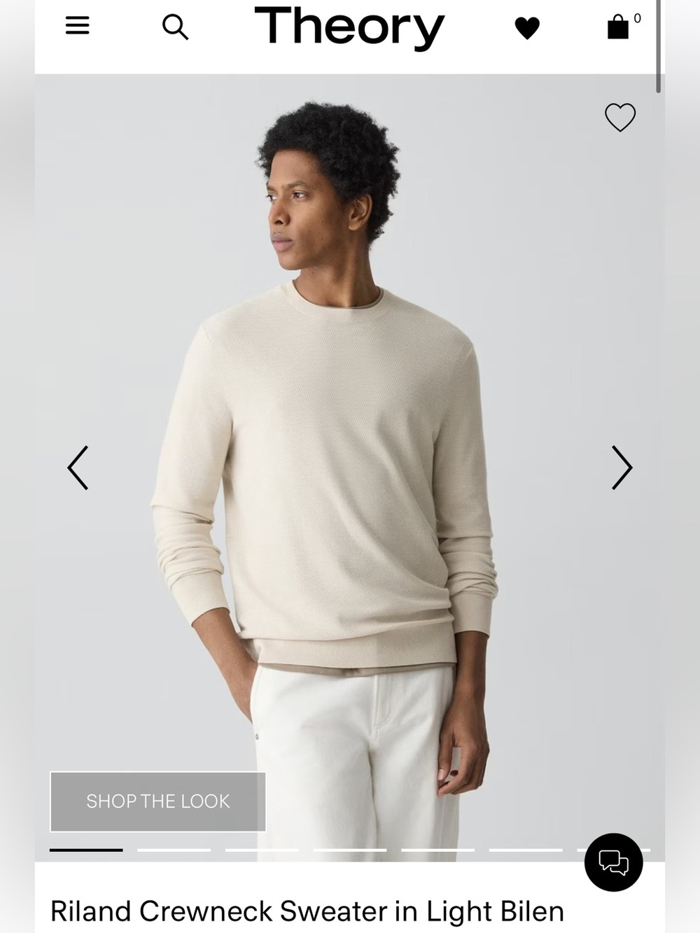 Theory Men's Cream Crewneck Knit Sweater
